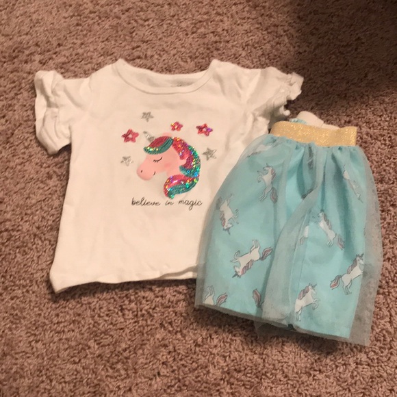 Carter’s 2T Unicorn Outfit Skirt & Top Shirt - Picture 3 of 10